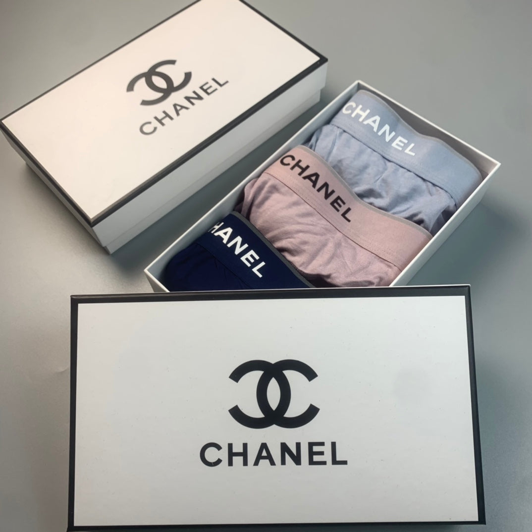 Chanel Odell Blue, Green & White Tonal Waistbands Men's Briefs - 3-Piece Box