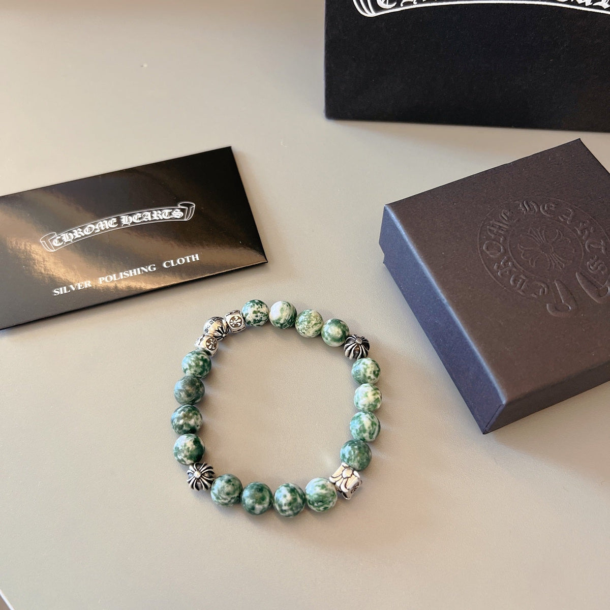 Martin Graham beaded bracelet in polished metal-tone – styled product view