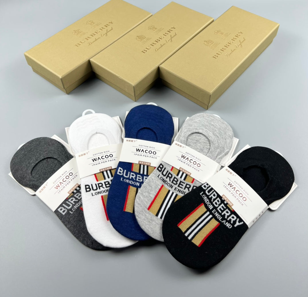 Burberry Cotton No-Show Socks - 5-Pair Set