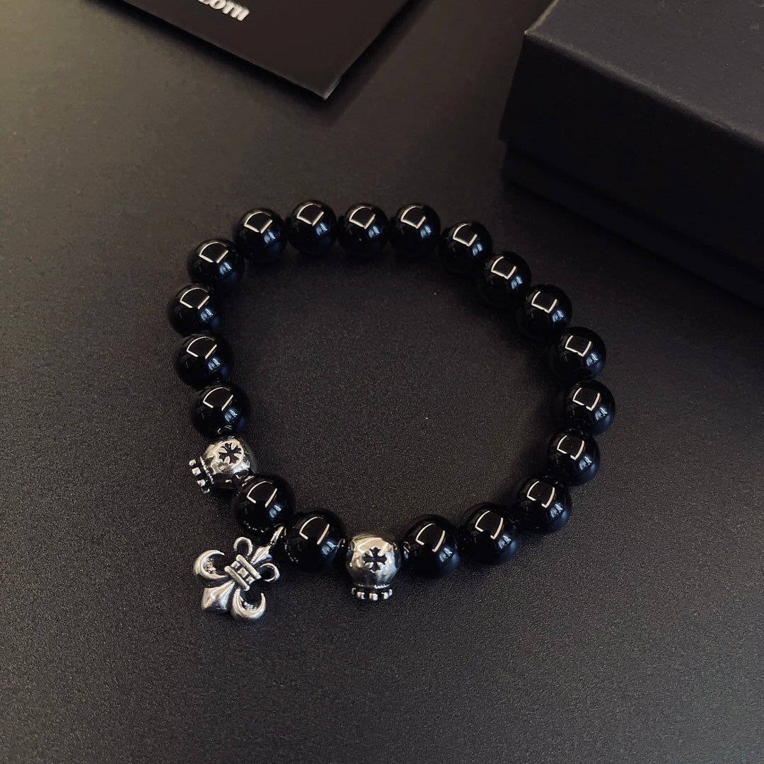 Martin Graham beaded bracelet in polished metal-tone – styled product view
