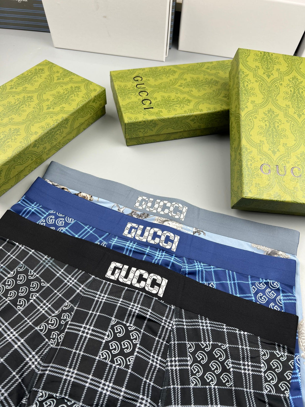 Gucci All-Over Geometric Patterns Men's Boxer Briefs - 3-Piece Box
