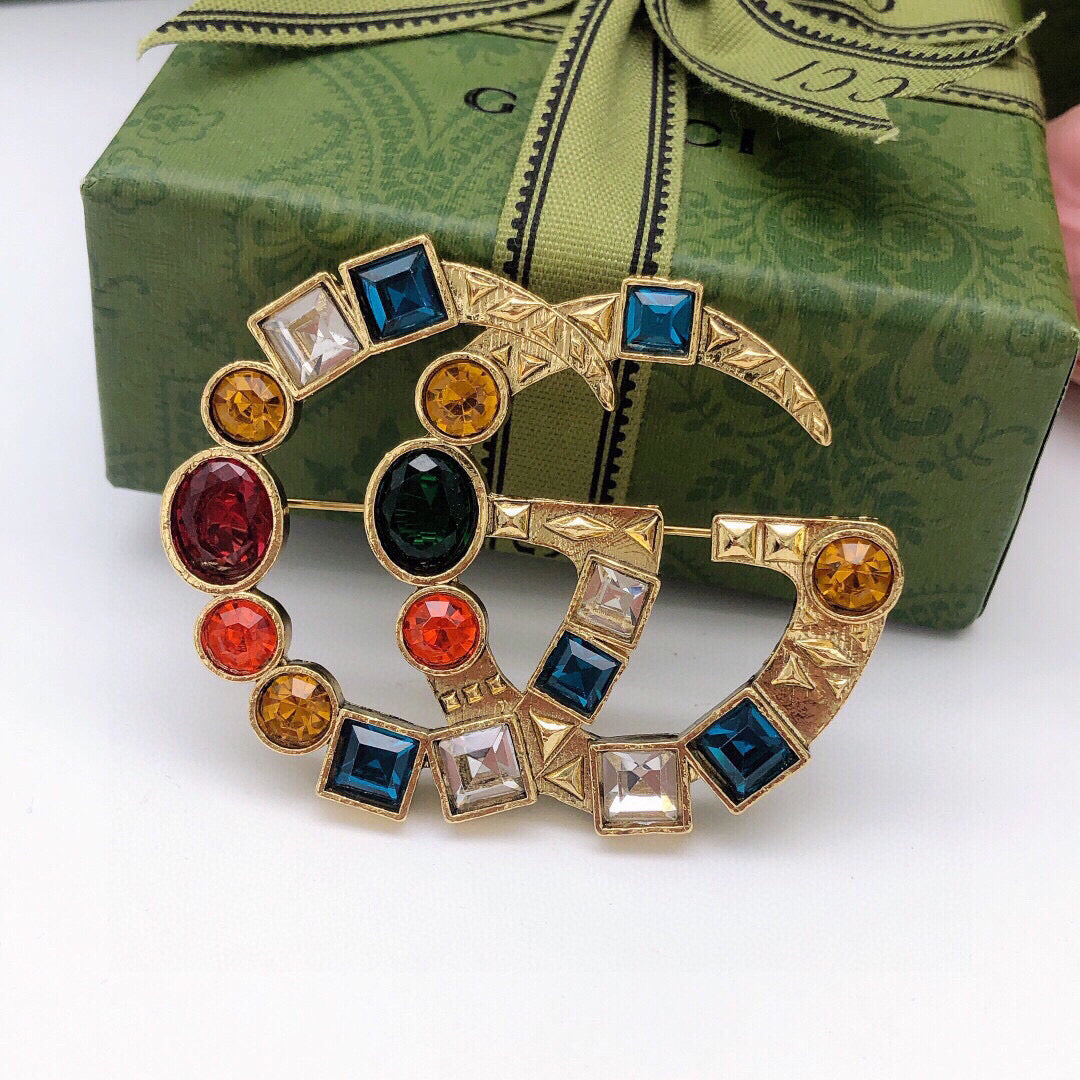 Martin Graham brooch in polished metal-tone – styled product view