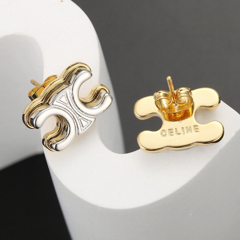 Martin Graham stud earrings in polished metal-tone