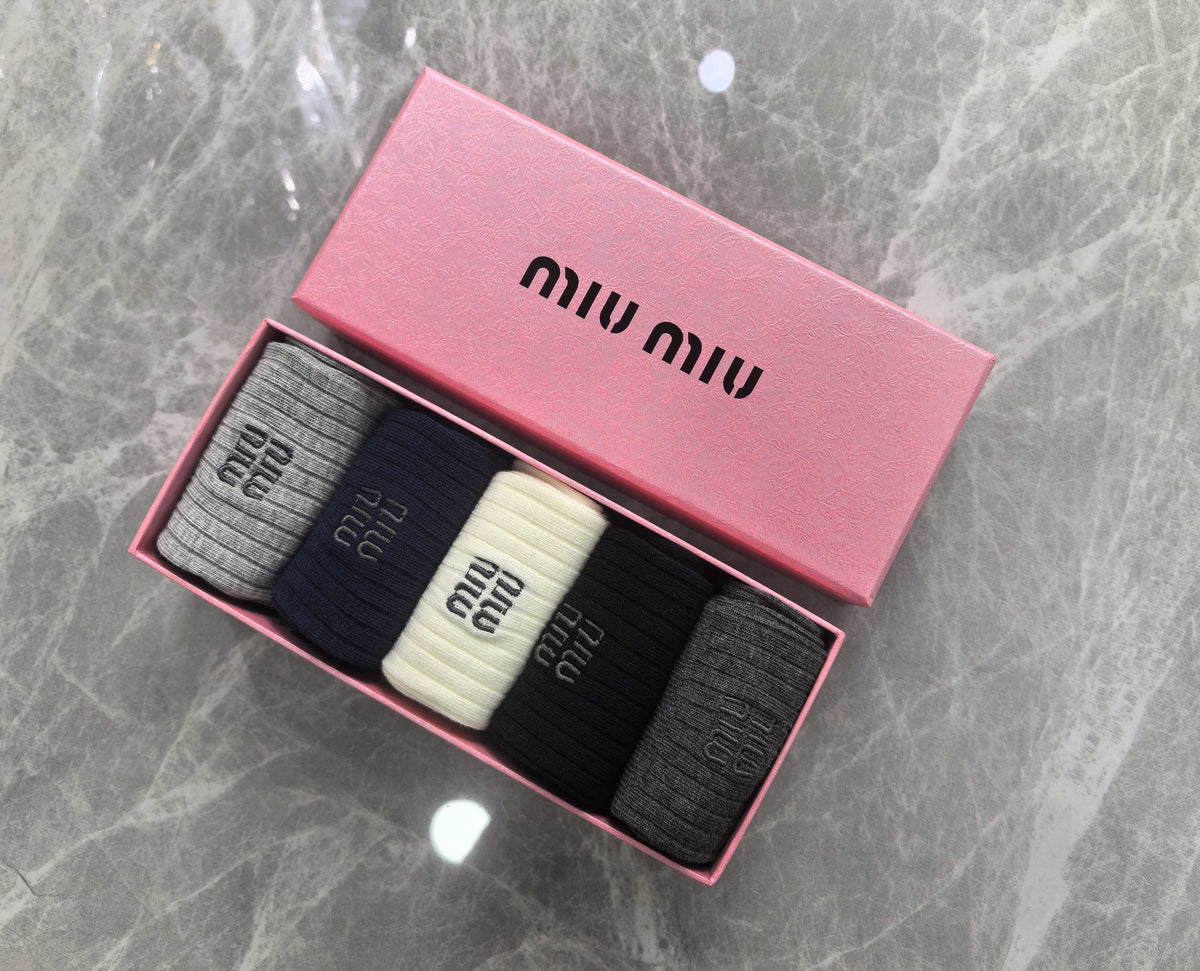 Miu Miu Cotton Crew Socks - 5-Pair Set