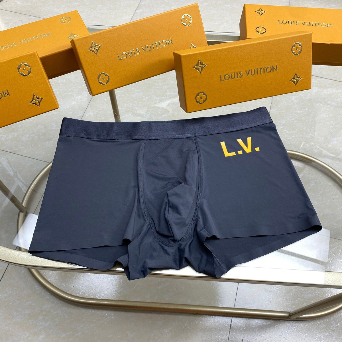 Louis Vuitton Monogram-Style Prints And Solid Colour Men's Boxer Briefs - 3-Piece Box
