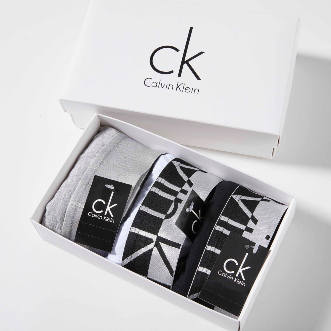 Calvin Klein Black, White & Grey Cotton Men's Boxer Briefs - 3-Piece Box - Sizes M-XXL
