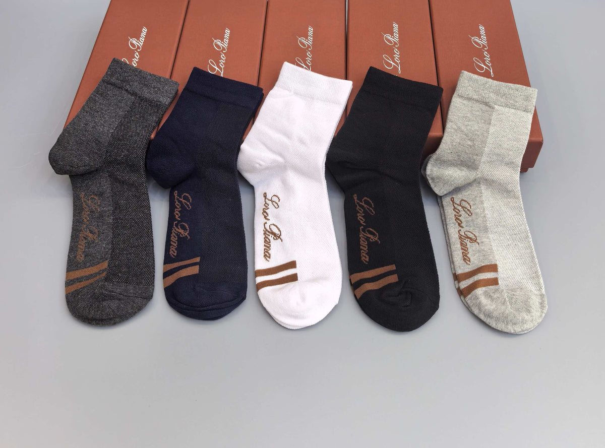 Loro Piana Restrained Script Crew Socks - 5-Pair Set