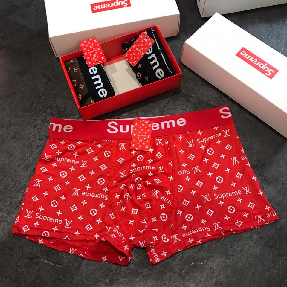 Louis Vuitton x Supreme Monogram-Style Graphics And Contrast Waistbands Men's Boxer Briefs - 3-Piece Box