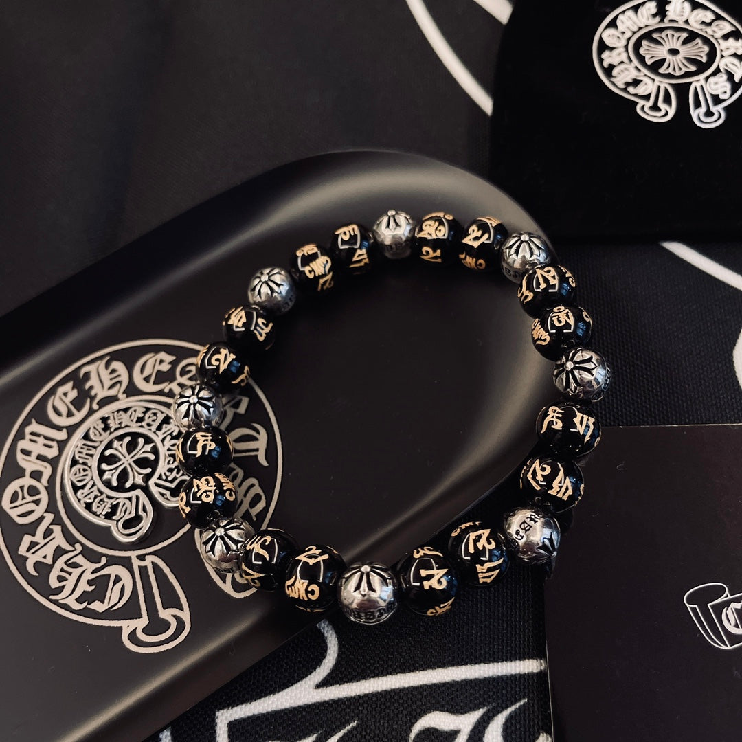 Martin Graham beaded bracelet in polished metal-tone – styled product view