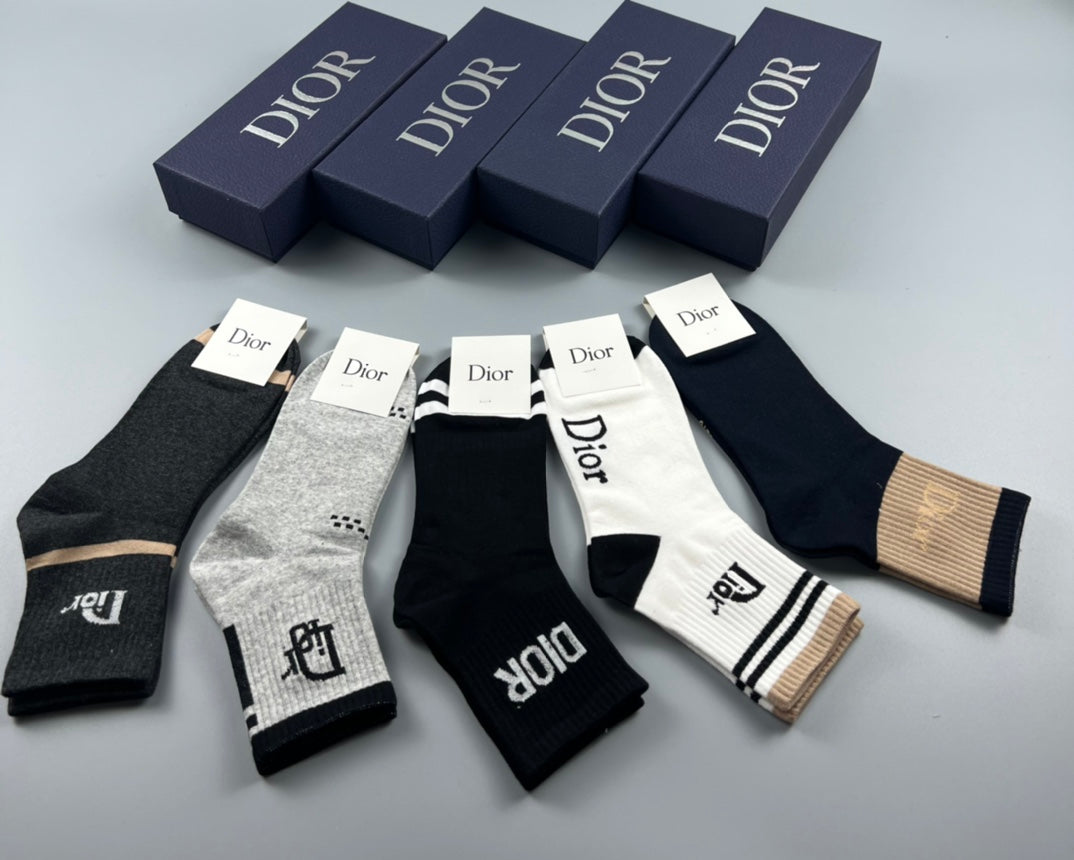 Dior Mixed Logo Logo Socks - 5-Pair Box