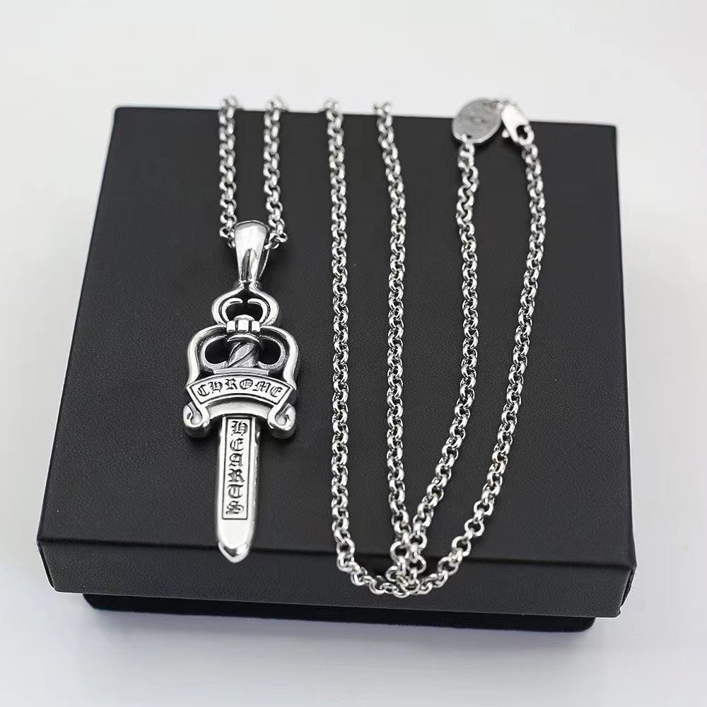 Martin Graham pendant necklace in polished metal-tone – styled product view