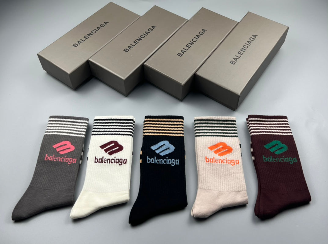 Balenciaga Striped Foot Crew Socks - Assorted Set