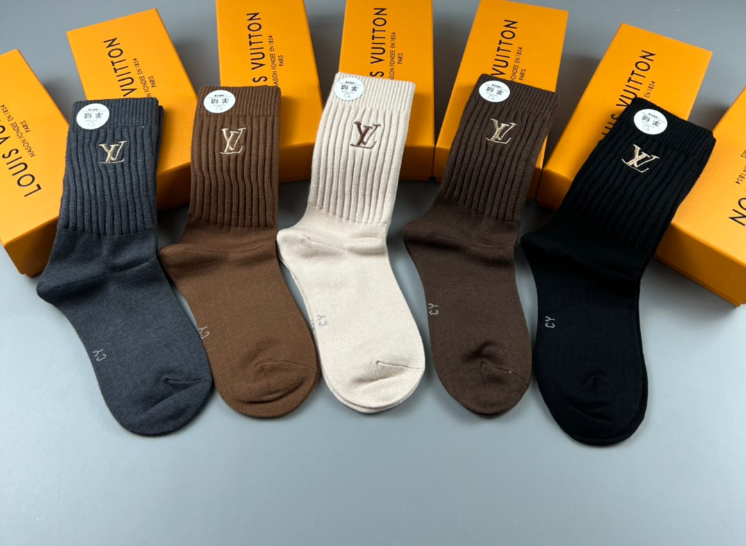 Louis Vuitton Ribbed Motif Crew Socks - 5-Pair Box