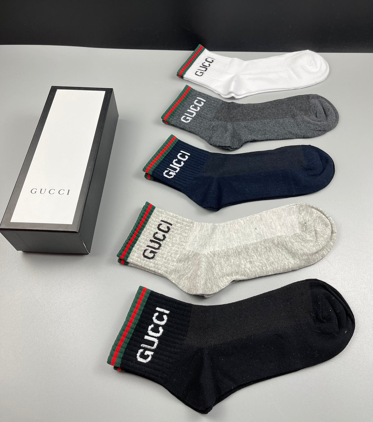 Gucci Cotton Coloured Stripe Panels Crew Socks - 5-Pair Set