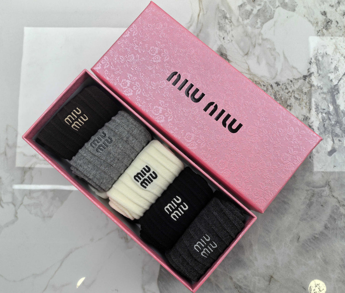 Miu Miu Combed Cotton Crew Socks - 5-Pair Set