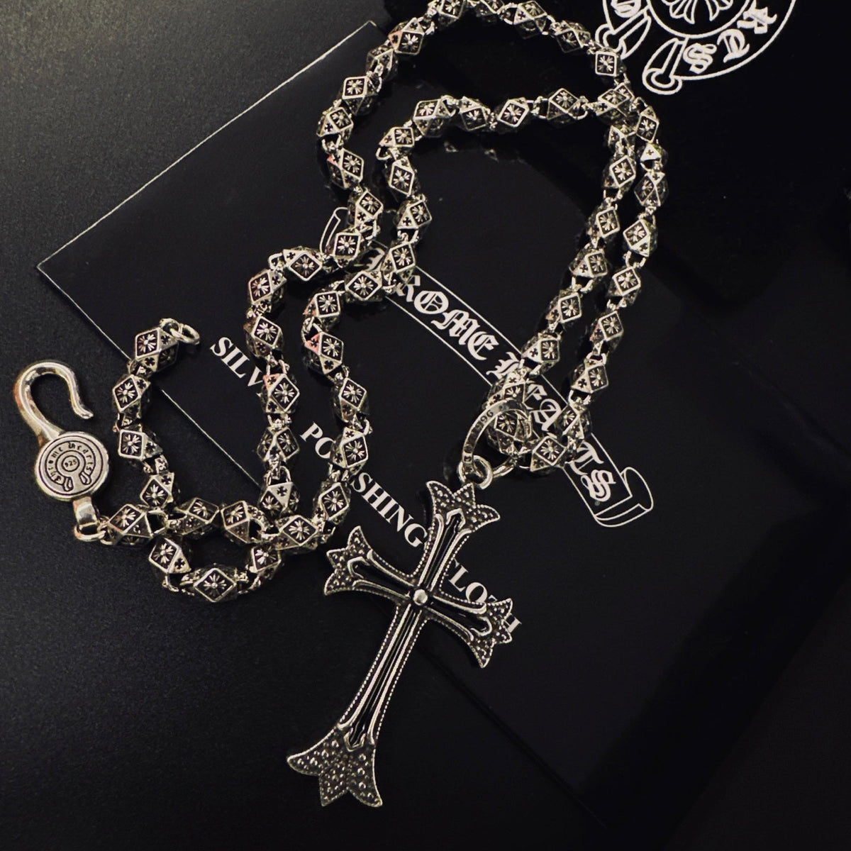 Martin Graham pendant necklace in polished metal-tone – styled product view