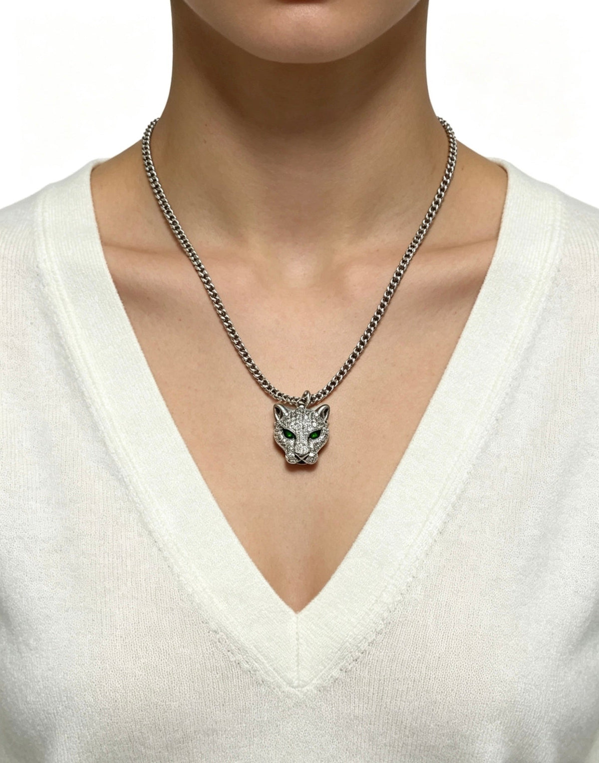 Martin Graham pendant necklace in polished metal-tone – close-up detail