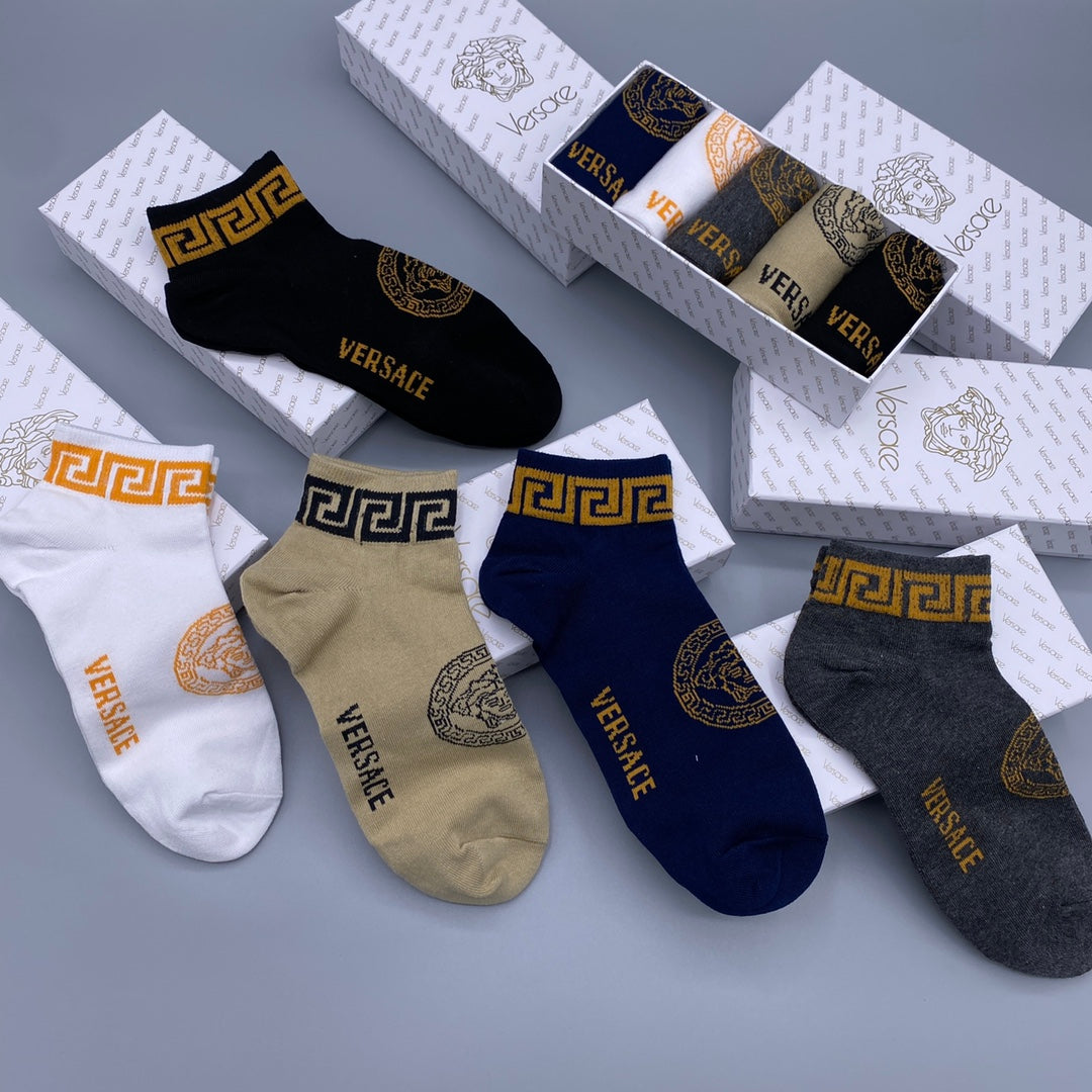 Versace Greek-Key No-Show Socks