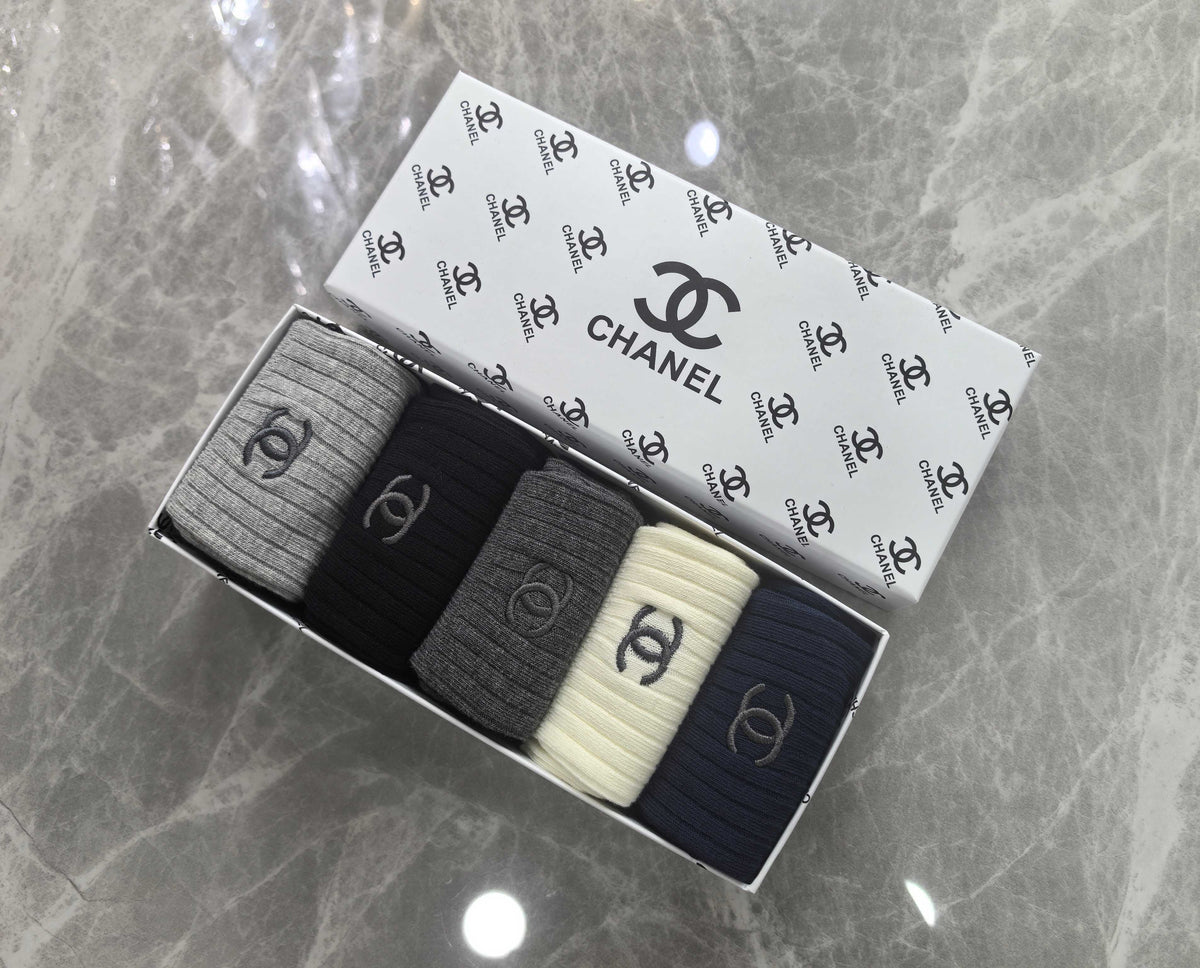 Chanel Small Emblem Crew Socks - 5-Pair Set