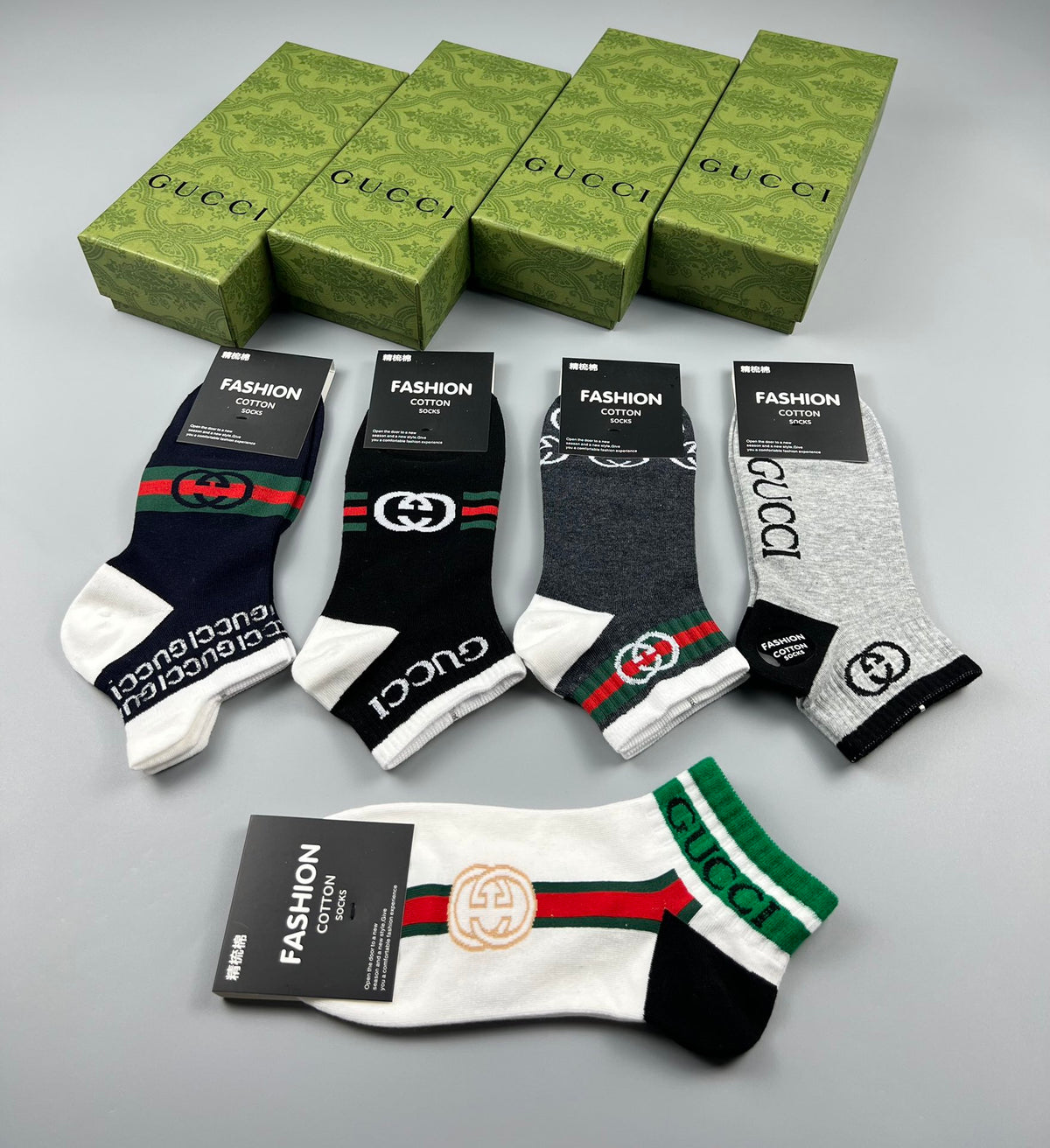 Gucci Cotton Breathable Socks – 5-Pair Pack