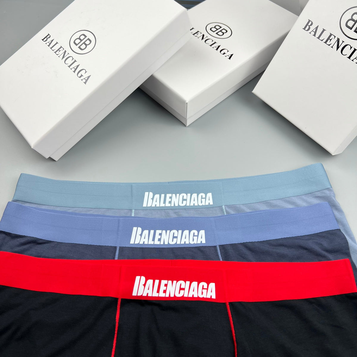 Balenciaga Modal Contrast Wordmark Waistbands Men's Boxer Briefs - 3-Piece Box