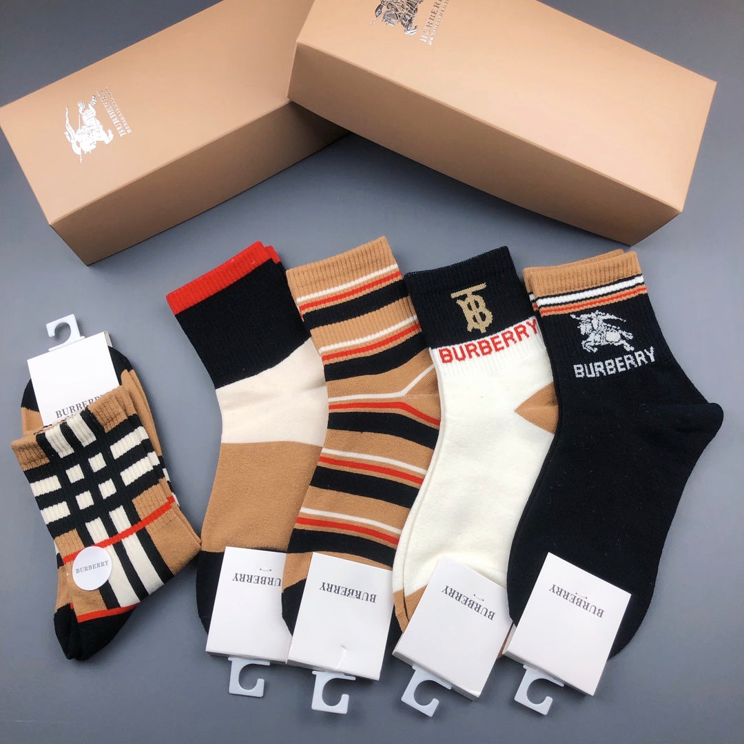Burberry Striped Crew Socks - 5-Pair Box