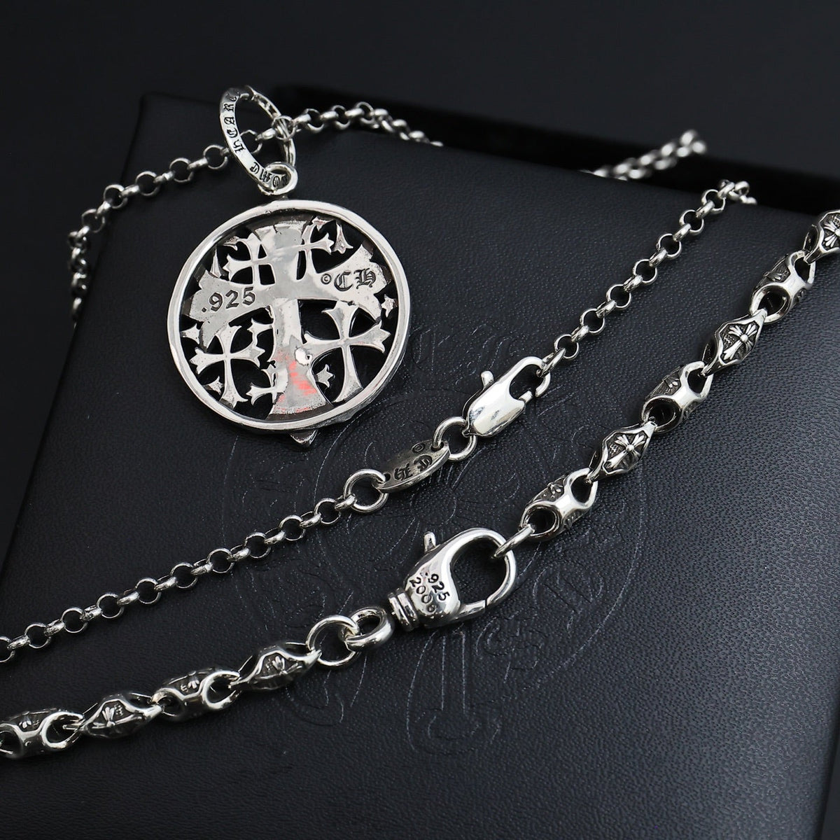 Martin Graham pendant necklace in polished metal-tone – styled product view