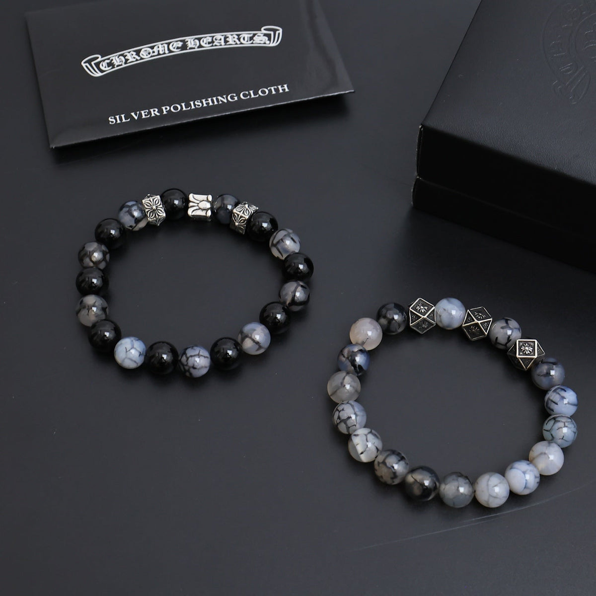 Martin Graham beaded bracelet in polished metal-tone – styled product view