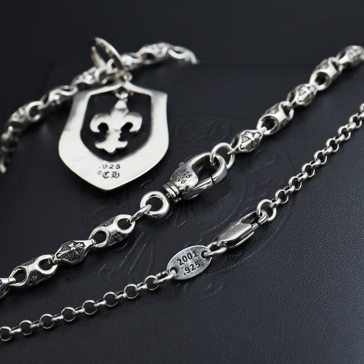Martin Graham pendant necklace in polished metal-tone – styled product view