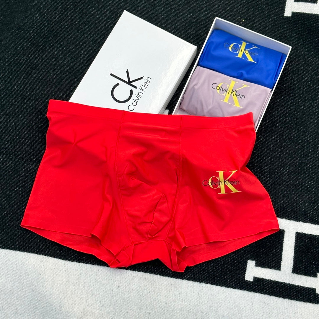 Calvin Klein Goat-milk silk Gold-Tone Monogram Men's Boxer Briefs - 3-Piece Box