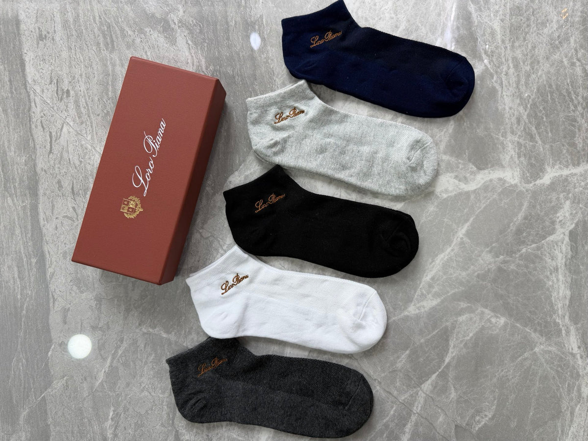 Loro Piana Restrained Script Ankle Socks - 5-Pair Set