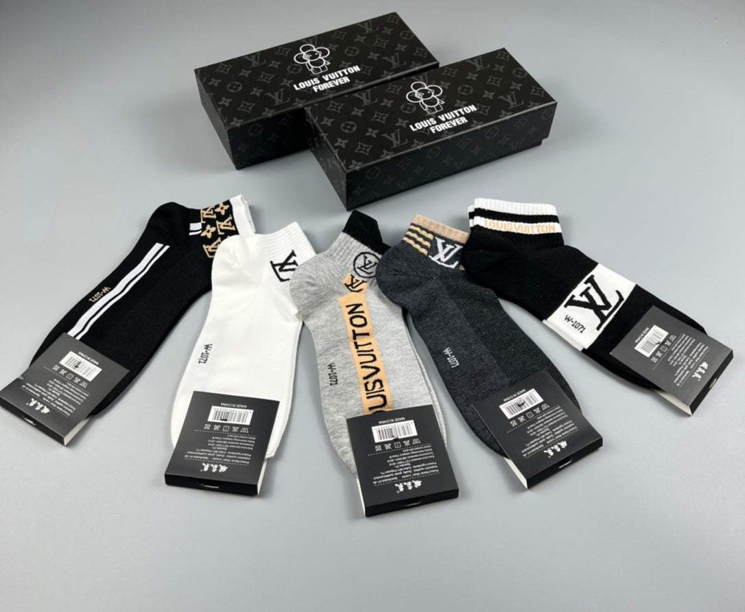 Louis Vuitton Star And Initial Ankle Socks - 5-Pair Set
