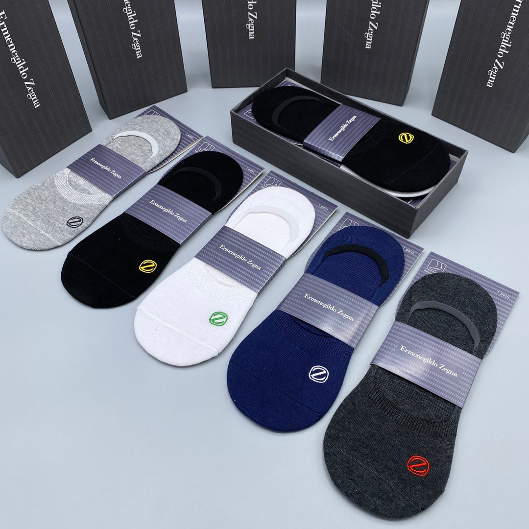 Zegna Breathable No-Show Socks – 5-Pair Pack