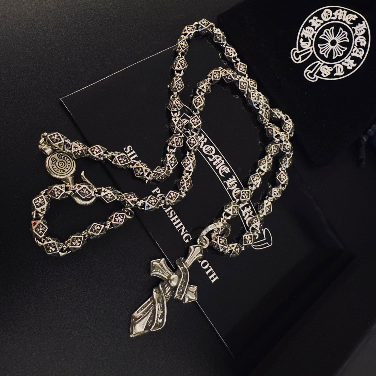 Martin Graham pendant necklace in polished metal-tone – styled product view