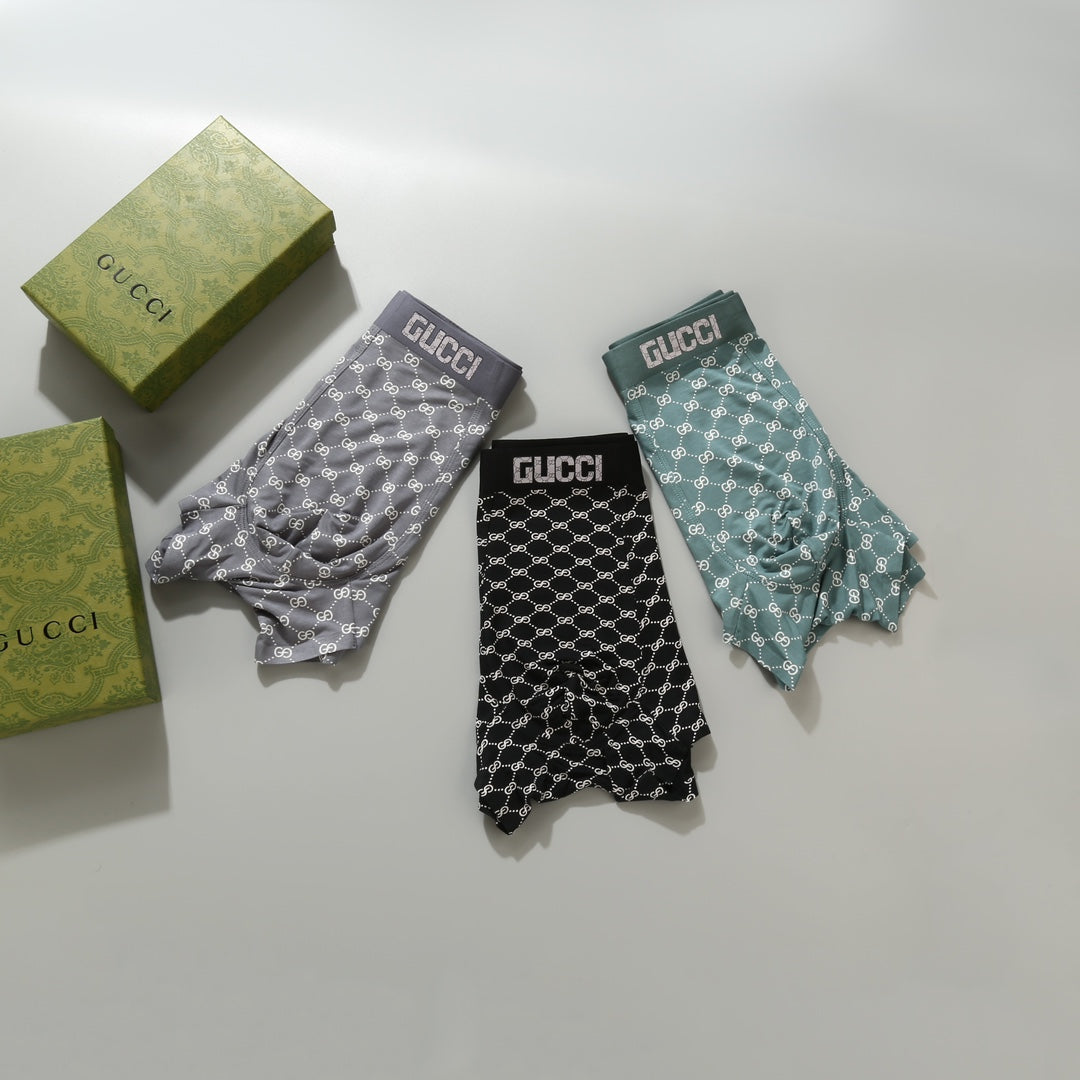 Gucci Repeating Monogram-Style Patterns Men's Boxer Briefs - 3-Piece Box