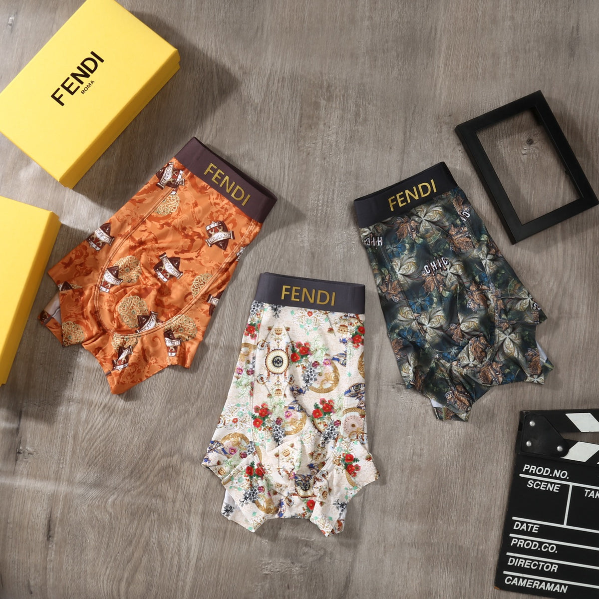 Fendi Floral Print Men's Trunk Underwear - 3-Piece Box