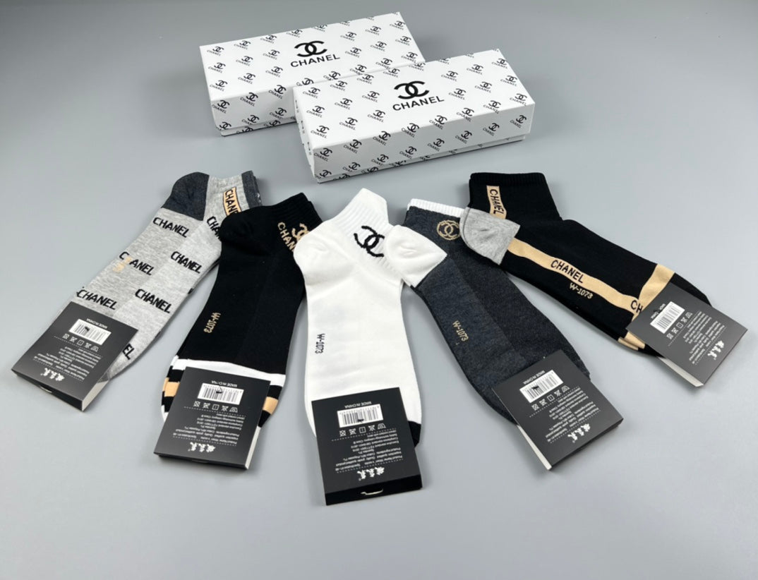 Chanel Mixed Logo Ankle Socks - Box of 5 Pairs