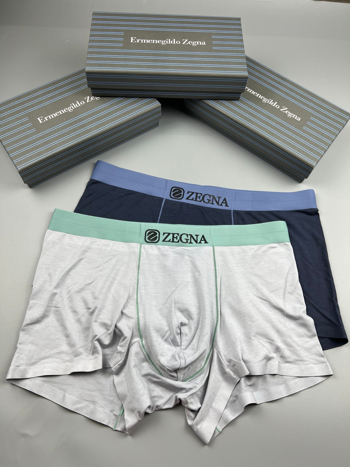 Ermenegildo Zegna Modal Red-And-Green Waistband Accents Men's Boxer Briefs - 3-Piece Box