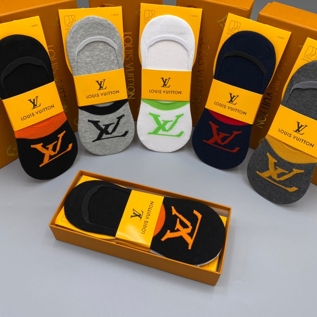 Louis Vuitton Oversized Logo No-Show Socks - Box of 5 Pairs