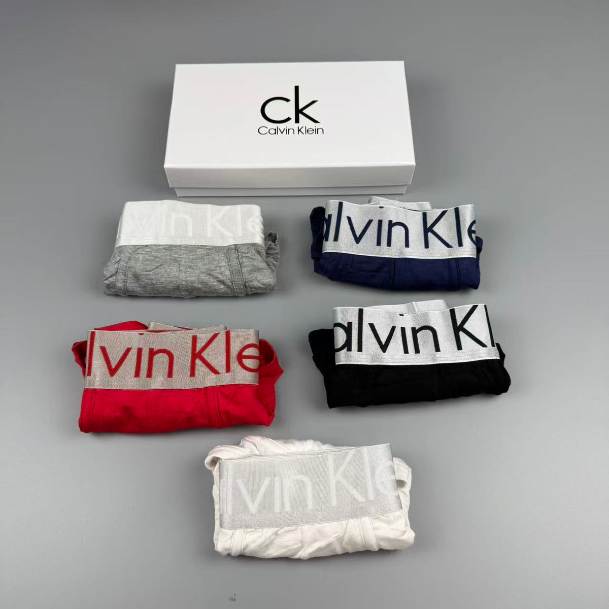 Calvin Klein Red, Grey, Black, Navy & White Cotton Men's Boxer Briefs - 3-Piece Box