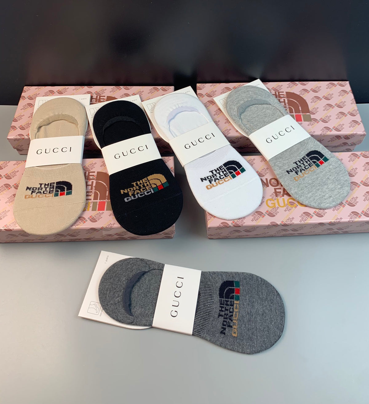 Gucci x The North Face Mixed Wordmarks No-Show Socks - 5-Pair Set