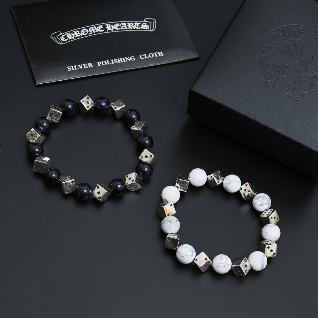 Martin Graham beaded bracelet in polished metal-tone – styled product view