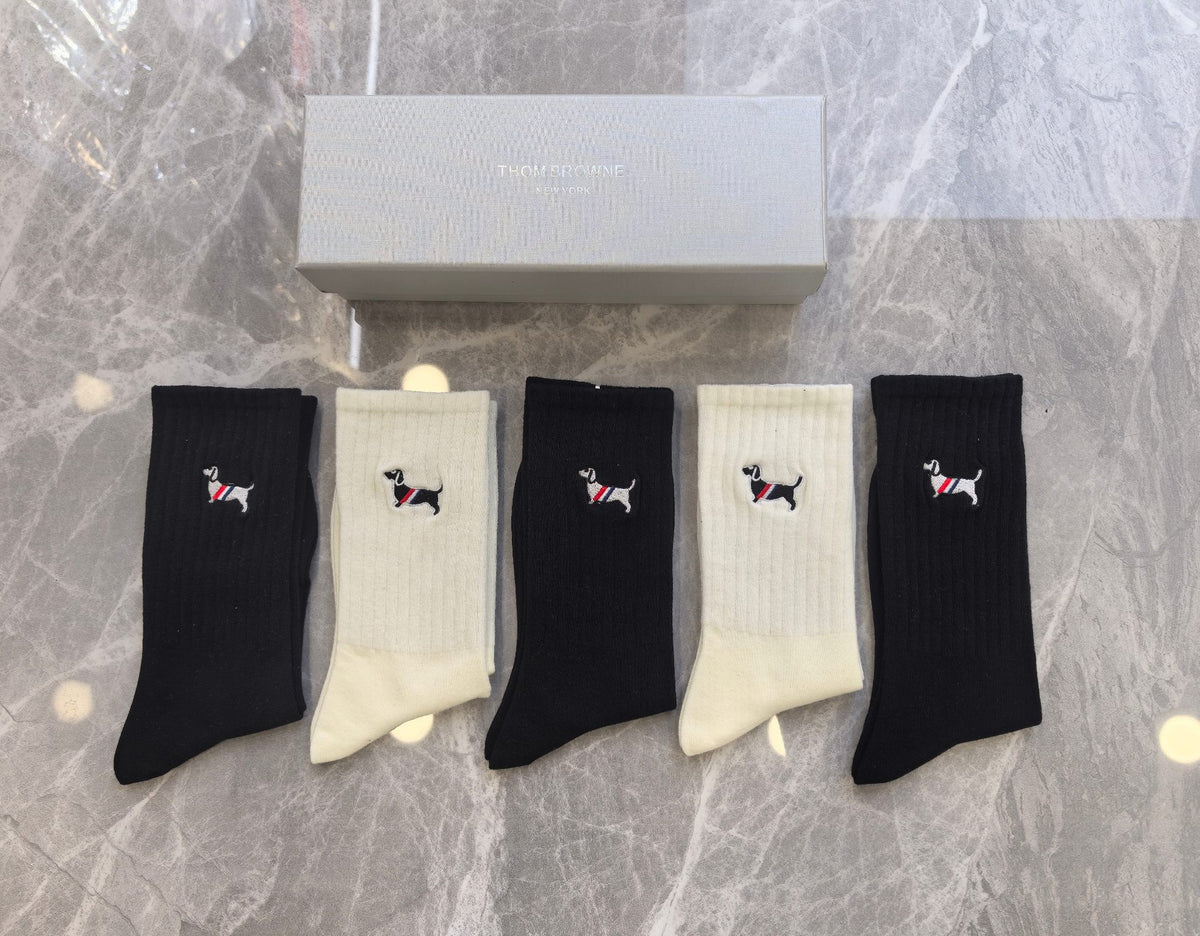 Thom Browne Cotton No-Show Socks - 5-Pair Set
