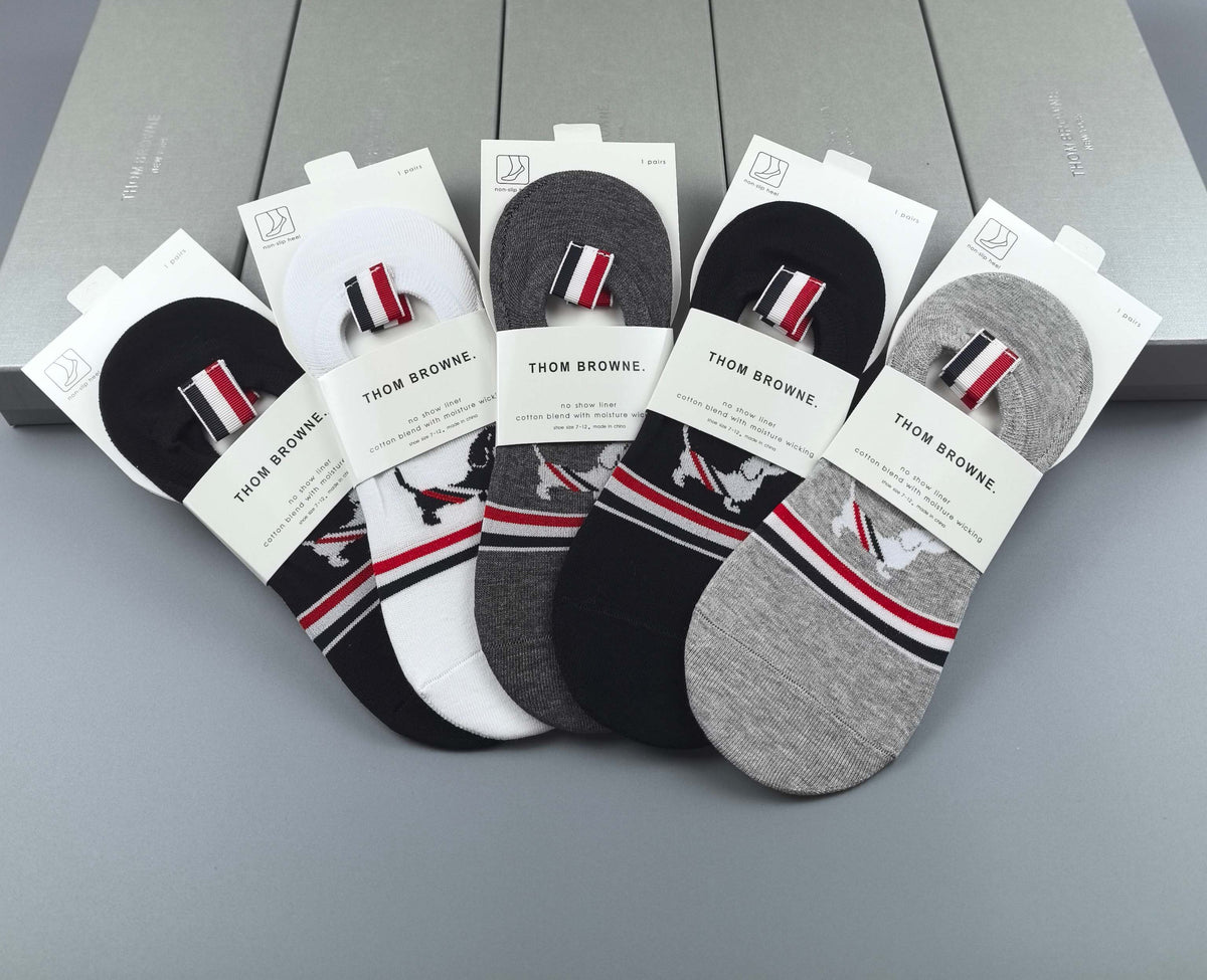 Thom Browne Cotton No-Show Socks - 5-Pair Set