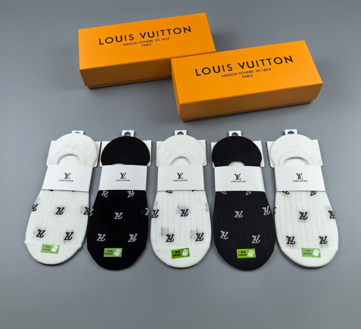 Louis Vuitton Visible Logo, Stripe Or Motif Details Short Socks - 5-Pair Set