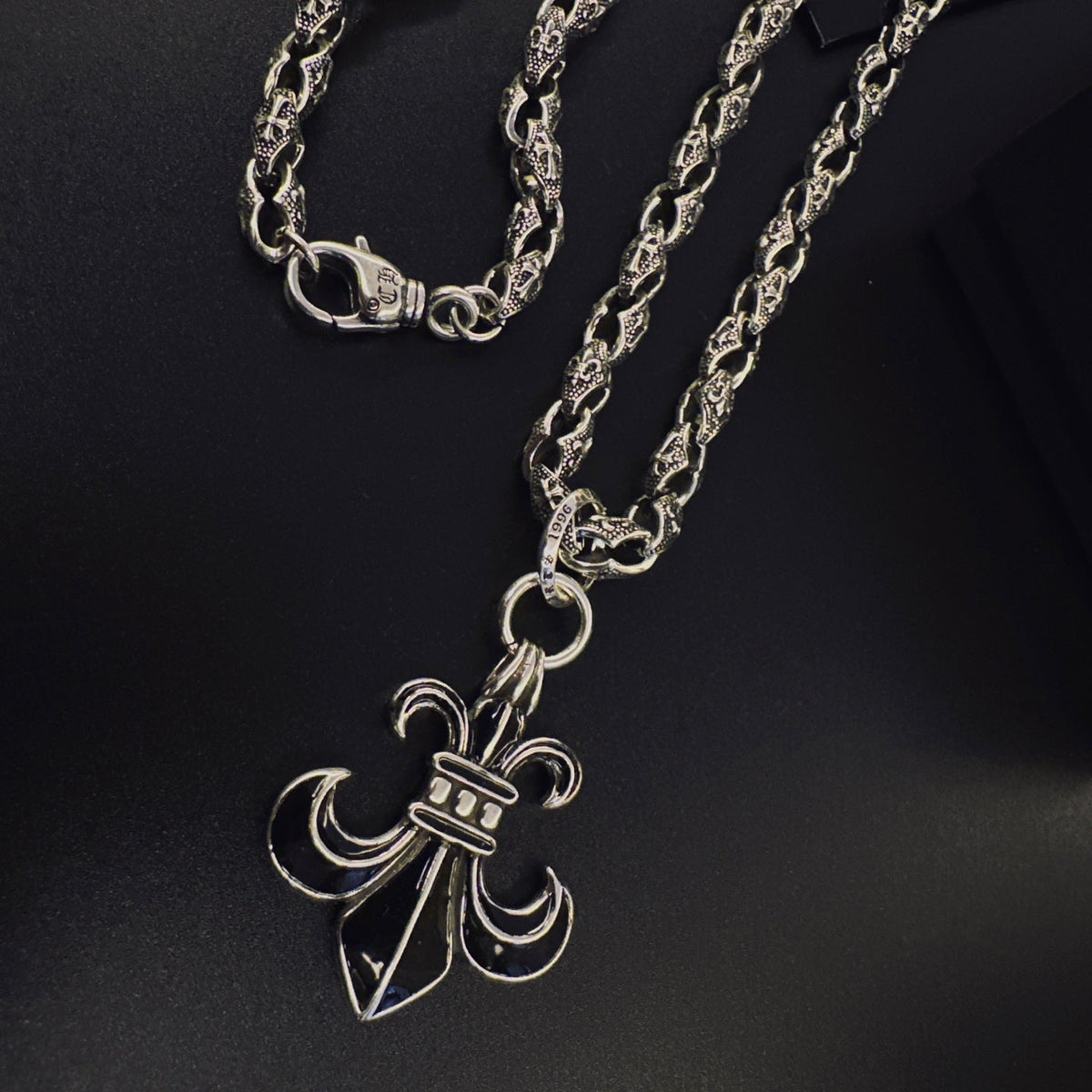 Martin Graham pendant necklace in polished metal-tone – styled product view