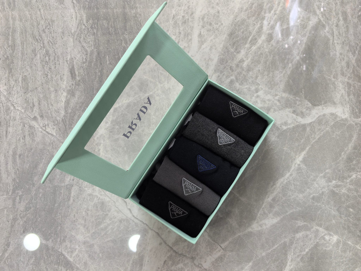 Prada Modal Triangular Emblem Crew Socks - 5-Pair Set
