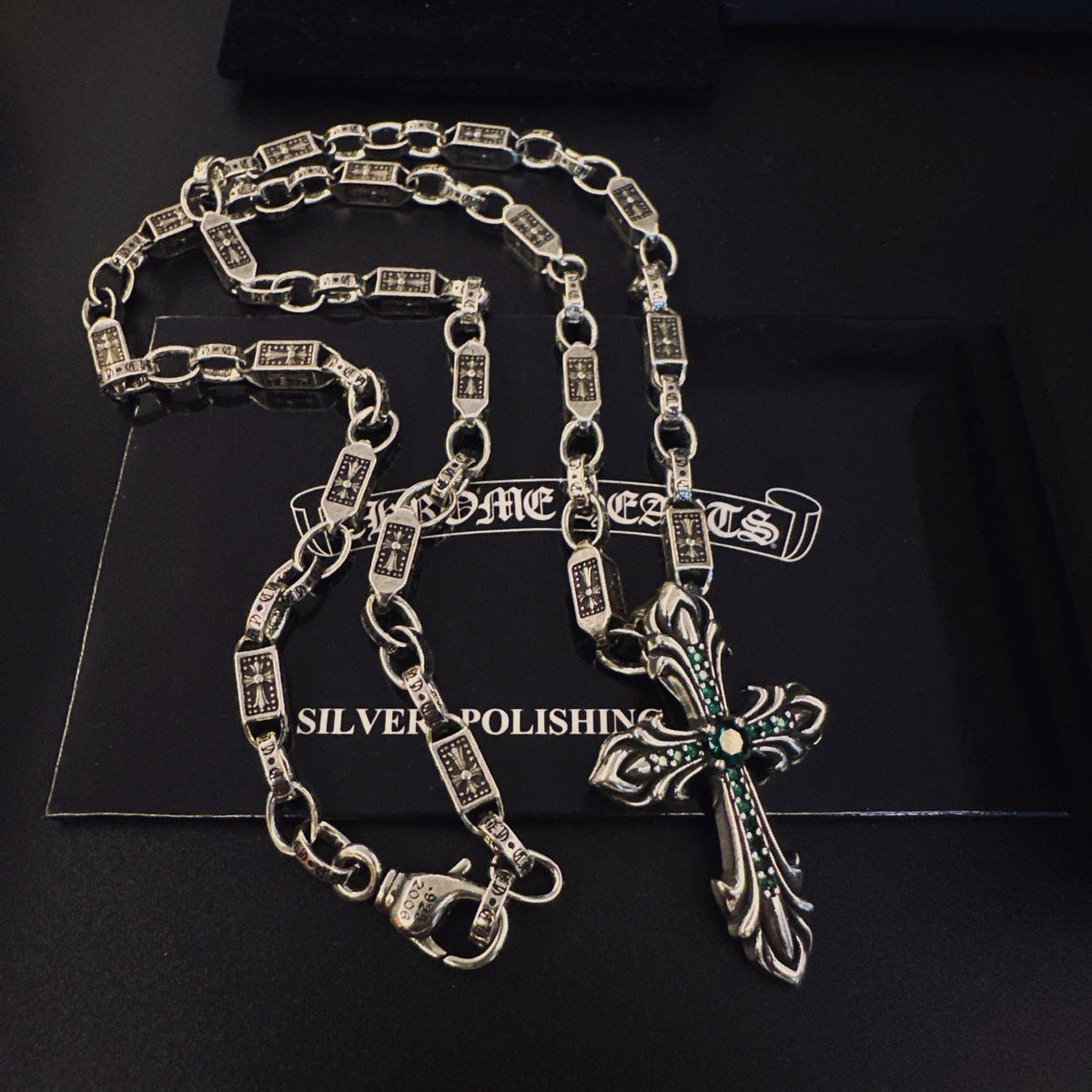 Martin Graham pendant necklace in polished metal-tone – styled product view
