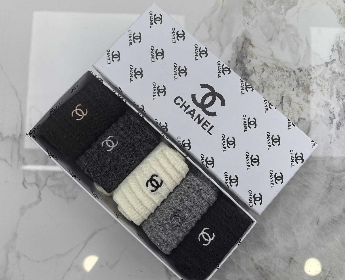 Chanel Combed Cotton Crew Socks - 5-Pair Set