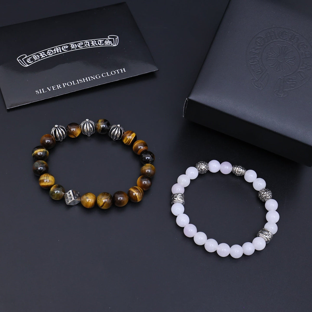 Martin Graham beaded bracelet in polished metal-tone – styled product view